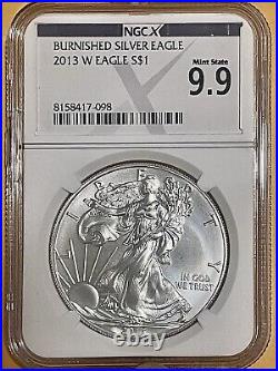 2018-W BURNISHED Silver Eagle Rare NGCX For Card Collector BU MS69 from lot of 2