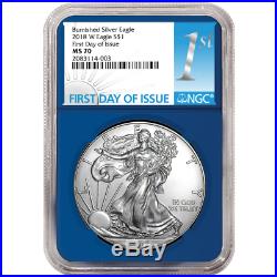 2018-W Burnished $1 American Silver Eagle 3pc. Set NGC MS70 FDI First Label Red