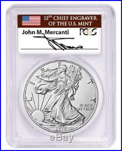 2018-W Burnished $1 Silver Eagle PCGS SP70 FIRST DAY OF ISSUE MERCANTI POP 150
