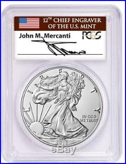 2018-W Burnished $1 Silver Eagle PCGS SP70 FIRST DAY OF ISSUE MERCANTI POP 150