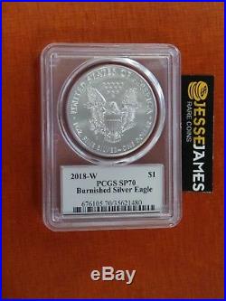 2018 W Burnished Silver Eagle Pcgs Sp70 Flag Mercanti Signed Label
