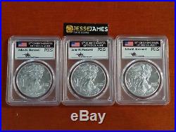 2018 W Burnished Silver Eagle Pcgs Sp70 Mercanti First Day Issue 3 Locations Set