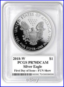 2018-W Proof $1 Silver Eagle PCGS PR70 FIRST DAY OF ISSUE MERCANTI F. U. N SHOW