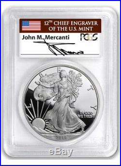 2018-W Proof $1 Silver Eagle PCGS PR70 FIRST DAY OF ISSUE MERCANTI F. U. N SHOW