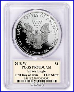 2018-W Proof $1 Silver Eagle PCGS PR70 FIRST DAY OF ISSUE THOMAS CLEVELAND F. U. N