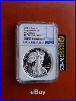 2018 W Proof Silver Eagle Ngc Pf70 Ultra Cameo Congratulations Set Early Release