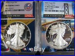 2018 W and S Proof Silver American Eagles NGC pf 70 UCam, W. P. & S. F. Frame