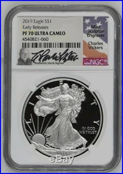 2019 $1 1oz Silver Eagle PF70 NGC Early Releases Charles Vickers POP 40 PRESALE
