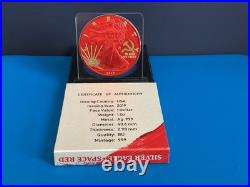 2019 1oz Silver Walking Liberty. PAINT IT RED. In COA Sleeve
