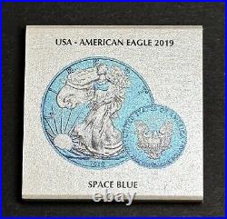 2019 American Eagle Liberty 1oz Fine. 999 Silver Space Blue Limited Edition 500