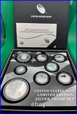 2019 Limited Edition Silver Proof Set US Mint 8 Coins OGP American Silver Eagle