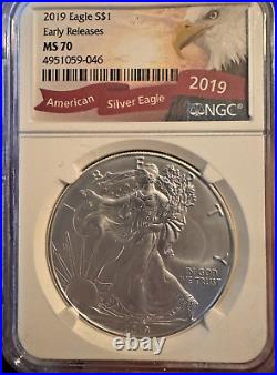 2019 NGC Graded Coin MS70 United States Mint. 999 Silver Eagle Early Releases