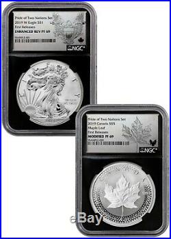 2019 Pride Two Nations 2 PC Set NGC PF69 FR Silver Eagle and Maple Black Core