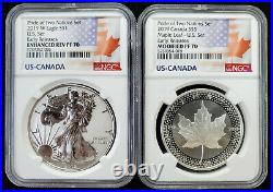 2019 Pride of Two Nations Set NGC PF70 First Release Silver Eagle Maple leaf