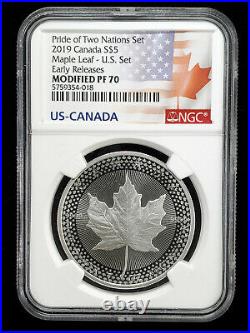 2019 Pride of Two Nations Set NGC PF70 First Release Silver Eagle Maple leaf