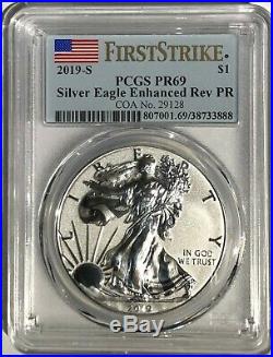 2019 S $1 Enhanced Reverse Proof Pcgs Pr69 First Strike Silver Eagle Coin 29,128