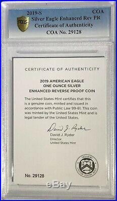 2019 S $1 Enhanced Reverse Proof Pcgs Pr69 First Strike Silver Eagle Coin 29,128