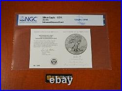 2019 S ENHANCED REVERSE PROOF SILVER EAGLE NGC PF70 EARLY RELEASES With COA #13969