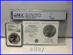 2019-S ENHANCED REVERSE PROOF SILVER EAGLE NGC PF70 With COA #04205 BROWN LABEL