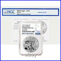 2019-S Enhanced Reverse Proof $1 American Silver Eagle / COA # NGC PF69 Blue FR