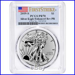 2019-S Enhanced Reverse Proof $1 American Silver Eagle / COA # PCGS PR70 FS Flag