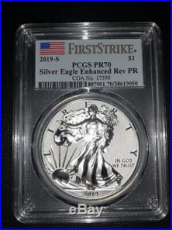 2019 S Enhanced Reverse Proof Silver Eagle Dollar $1 PCGS PR70 First Strike