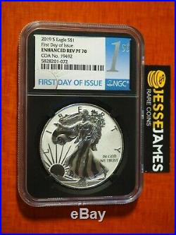 2019 S Enhanced Reverse Proof Silver Eagle Ngc Pf70 First Day Of Issue Coa 19492