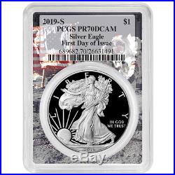 2019-S Proof $1 American Silver Eagle PCGS PR70DCAM FDOI Man on The Moon Frame