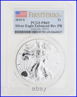 2019-S US Silver Eagle Enhanced Rev Proof FIRST STRIKE PCGS PR69 Box COA