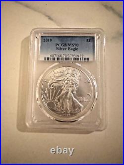 2019 US Silver Eagle Coin PCGS MS70 In God Wr Trust S1 Fine Silver
