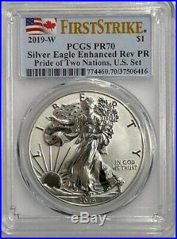 2019 W $1 Enhanced Reverse Proof Pcgs Pr70 Fs Silver Eagle Pride Of Two Nations