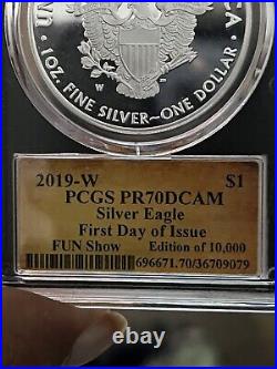 2019 (W) American Silver Eagle PCGS MS70 West Point First Strike Signed