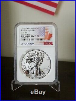 2019 W Enhanced Rev Proof Silver Eagle NGC PF 70 ER (From Pride Two Nations Set)