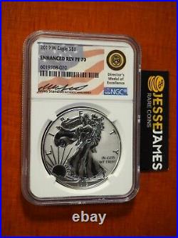 2019 W Enhanced Reverse Proof Silver Eagle Ngc Pf70 Miles Standish Signed Label