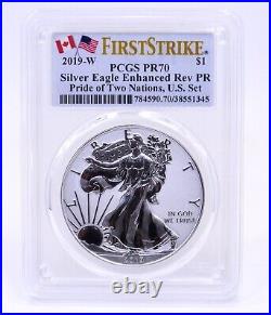 2019-W PCGS PR70 ENHANCED REVERSE PROOF SILVER AMERICAN EAGLE Pride of 2 Nations