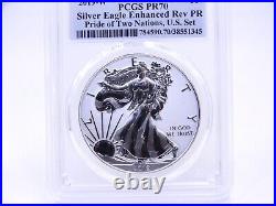 2019-W PCGS PR70 ENHANCED REVERSE PROOF SILVER AMERICAN EAGLE Pride of 2 Nations