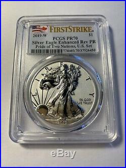 2019-W Pride of Two Nations $1 Silver Eagle Reverse Proof PR70 PCGS First Strike
