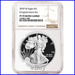 2019-W Proof $1 American Silver Eagle Congratulations Set NGC PF70UC Brown Label