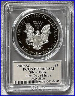2019 W Proof Silver Eagle Pcgs Pr70 Cleveland First Day Issue Fun Show Freedom