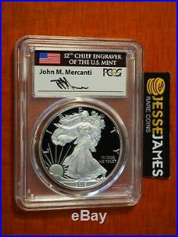 2019 W Proof Silver Eagle Pcgs Pr70 Dcam Flag Mercanti First Strike Label