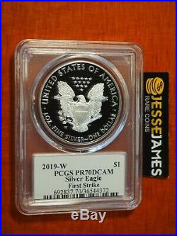 2019 W Proof Silver Eagle Pcgs Pr70 Dcam Flag Mercanti First Strike Label
