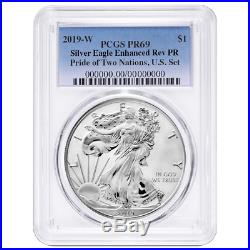 2019-W Reverse Proof $1 American Silver Eagle PCGS PR69 Pride of Two Nations U. S