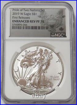 2019 W Silver Eagle $1 Pride Of Two Nations Enhanced Rev Pf 70 First Release Ngc