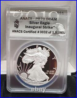 2019-W United States Proof Silver Eagle 1oz Coin PR70 DCAM Inaugural Strike COA