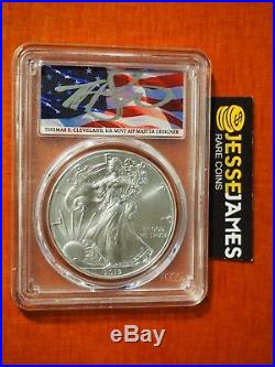 2019 (w) Silver Eagle Pcgs Ms70 Flag Thomas Cleveland First Day Of Issue Fdi