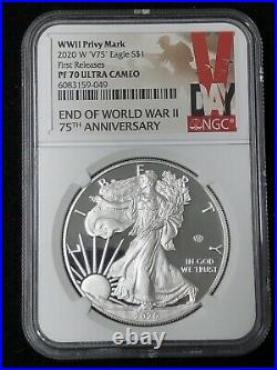 2020W V75 WWII Proof Silver Eagle PF70 Ultra Cameo First Releases
