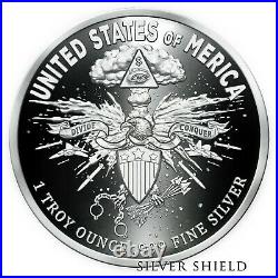 2020 1 OZ Death Eagle Proof Silver Shield. 999 In-Hand Collector Round