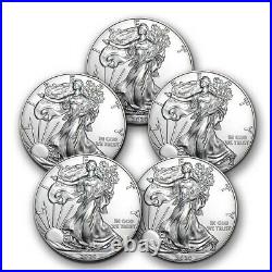 2020 1 oz American Silver Eagle BU Lot of 5 Coins $1 US Mint Silver