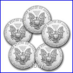 2020 1 oz American Silver Eagle BU Lot of 5 Coins $1 US Mint Silver