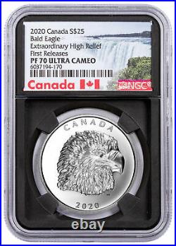 2020 1oz Silver Canadian Eagle Extraordinary High Relief $25 NGC PF70 UC FR BC